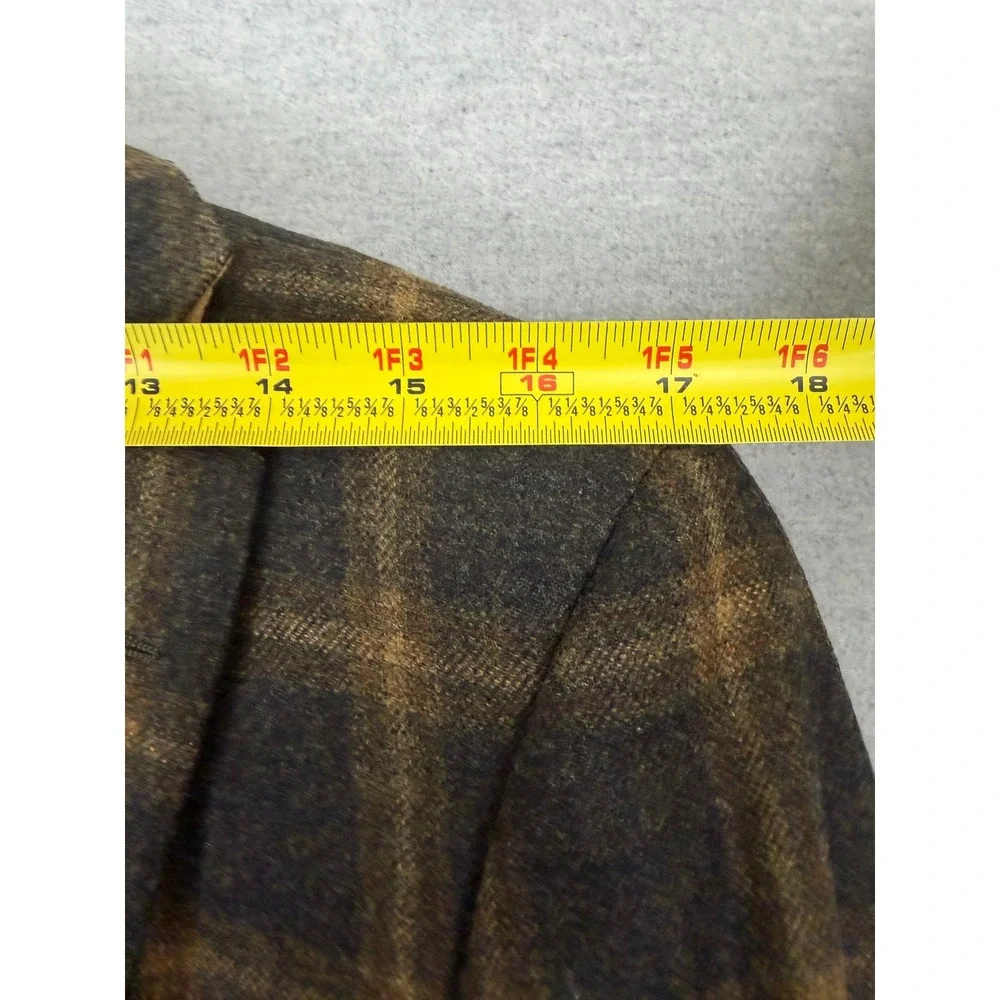 Royal Classic Holland & Sherry Wool Plaid Blazer 42R Brown Suede Elbow Patch